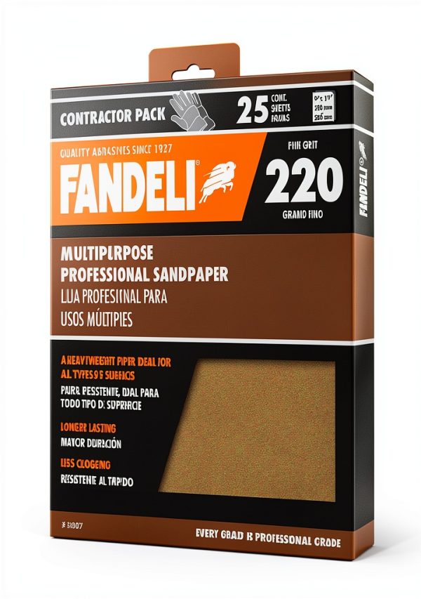 Fandeli 220 Grit Sandpaper Aluminum Oxide 9x11 Sheets-2