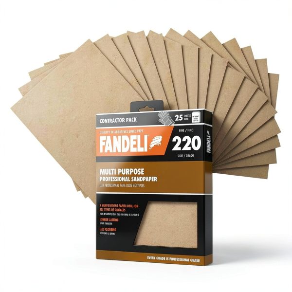 Fandeli 220 Grit Sandpaper Aluminum Oxide 9x11 Sheets-0