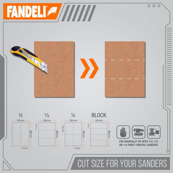 Fandeli Sandpaper Sheets Aluminum Oxide Orbital Sander-2