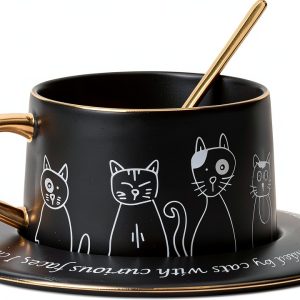 Cat Coffee Cup Set WeyMax Ceramic Cat Design-0