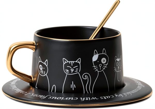Cat Coffee Cup Set WeyMax Ceramic Cat Design-0
