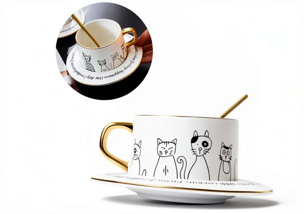 Cat Coffee Cup Set WeyMax Ceramic Cat Design-4