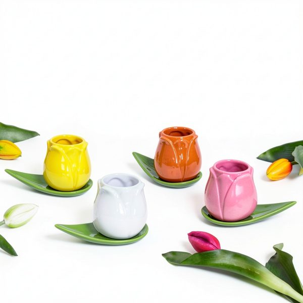 Tulip Ceramic Coffee Set Balvi Hand‑Painted 4‑Piece-1