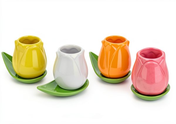 Tulip Ceramic Coffee Set Balvi Hand‑Painted 4‑Piece-0