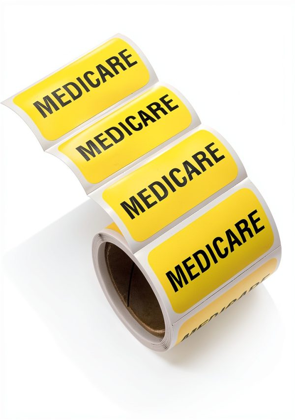 Carstens Medicare Alert Stickers Yellow Black 1.5x0.75 Roll of 100-2