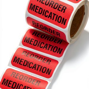 Carstens Medical Stickers – Reorder Medication Alert and Instruction Labels for Medical Charts, Red and Black, Roll of 100 Patient Chart Labels, W1.5" x H.75"-0