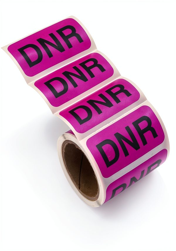 Carstens Medical Stickers DNR Alert Purple Black Roll of 100 1.5" x-2