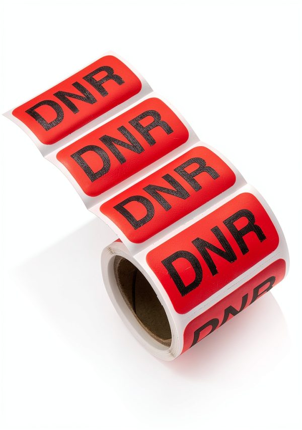 Carstens Medical Stickers DNR Labels Red/Black 1.5" x 0.75" 100 Count-2