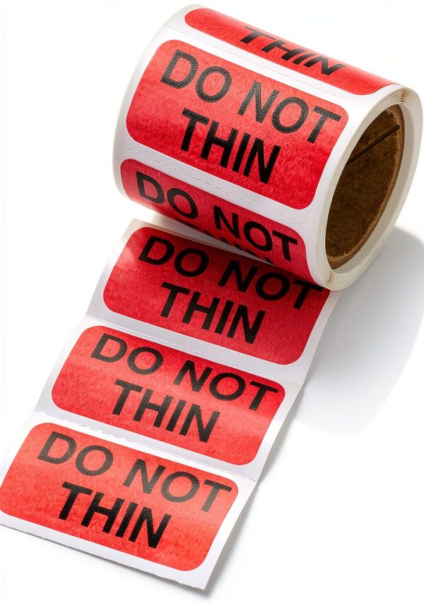 Carstens Medical Stickers – Do Not Thin Alert and Instruction Labels for Medical Charts, Red and Black, Roll of 100 Patient Chart Labels, W1.5" x H.75"-0