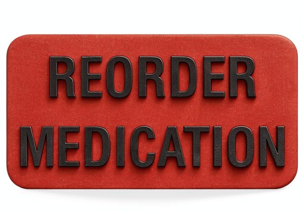 Carstens Medical Stickers – Reorder Medication Alert and Instruction Labels for Medical Charts, Red and Black, Roll of 100 Patient Chart Labels, W1.5" x H.75"-1