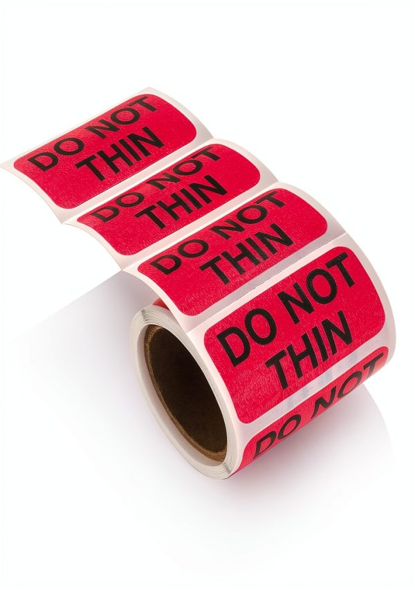 Carstens Medical Stickers – Do Not Thin Alert and Instruction Labels for Medical Charts, Red and Black, Roll of 100 Patient Chart Labels, W1.5" x H.75"-2