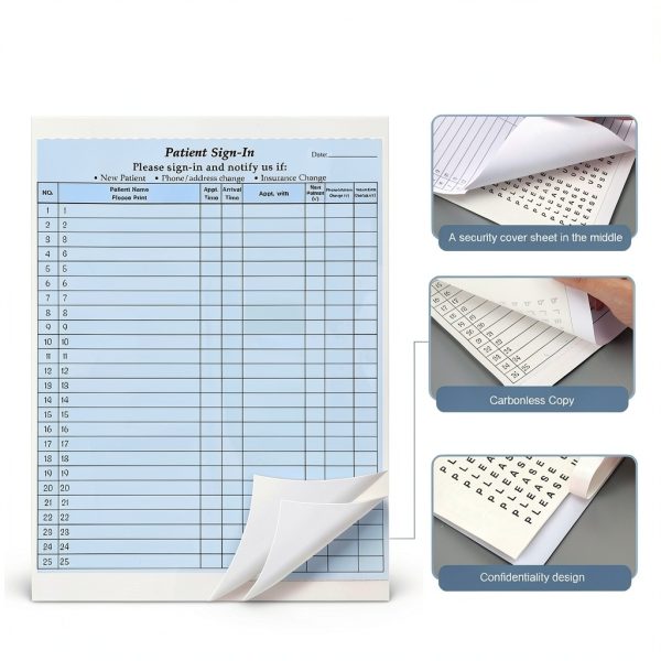 Patient Sign In Sheets 8.5x11 Moinchore HIPAA 25‑Sheet Label Set-3