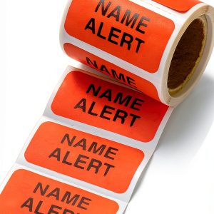 Carstens Medical Stickers – Name Alert, Alert and Instruction Labels for Medical Charts, Red and Black, Roll of 100 Patient Chart Labels, W1.5" x H.75"-0