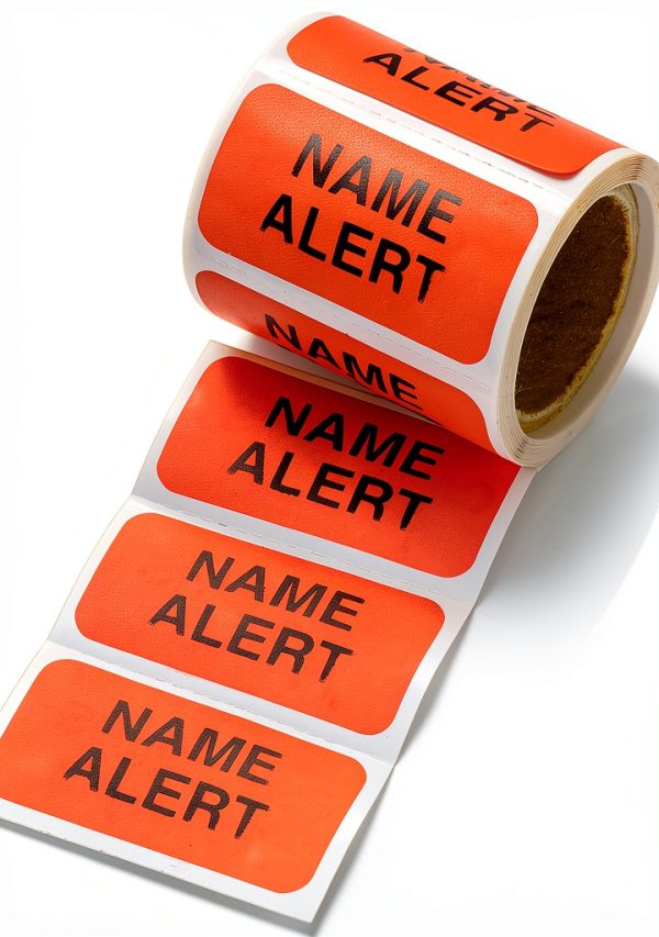 Carstens Medical Stickers – Name Alert, Alert and Instruction Labels for Medical Charts, Red and Black, Roll of 100 Patient Chart Labels, W1.5" x H.75"-0