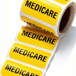 Carstens Medicare Alert Stickers Yellow Black 1.5x0.75 Roll of 100-0