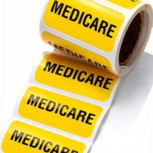 Carstens Medicare Alert Stickers Yellow Black 1.5x0.75 Roll of 100-0