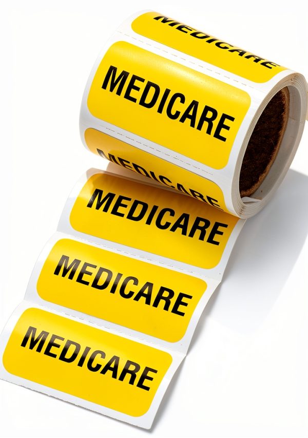 Carstens Medicare Alert Stickers Yellow Black 1.5x0.75 Roll of 100-0